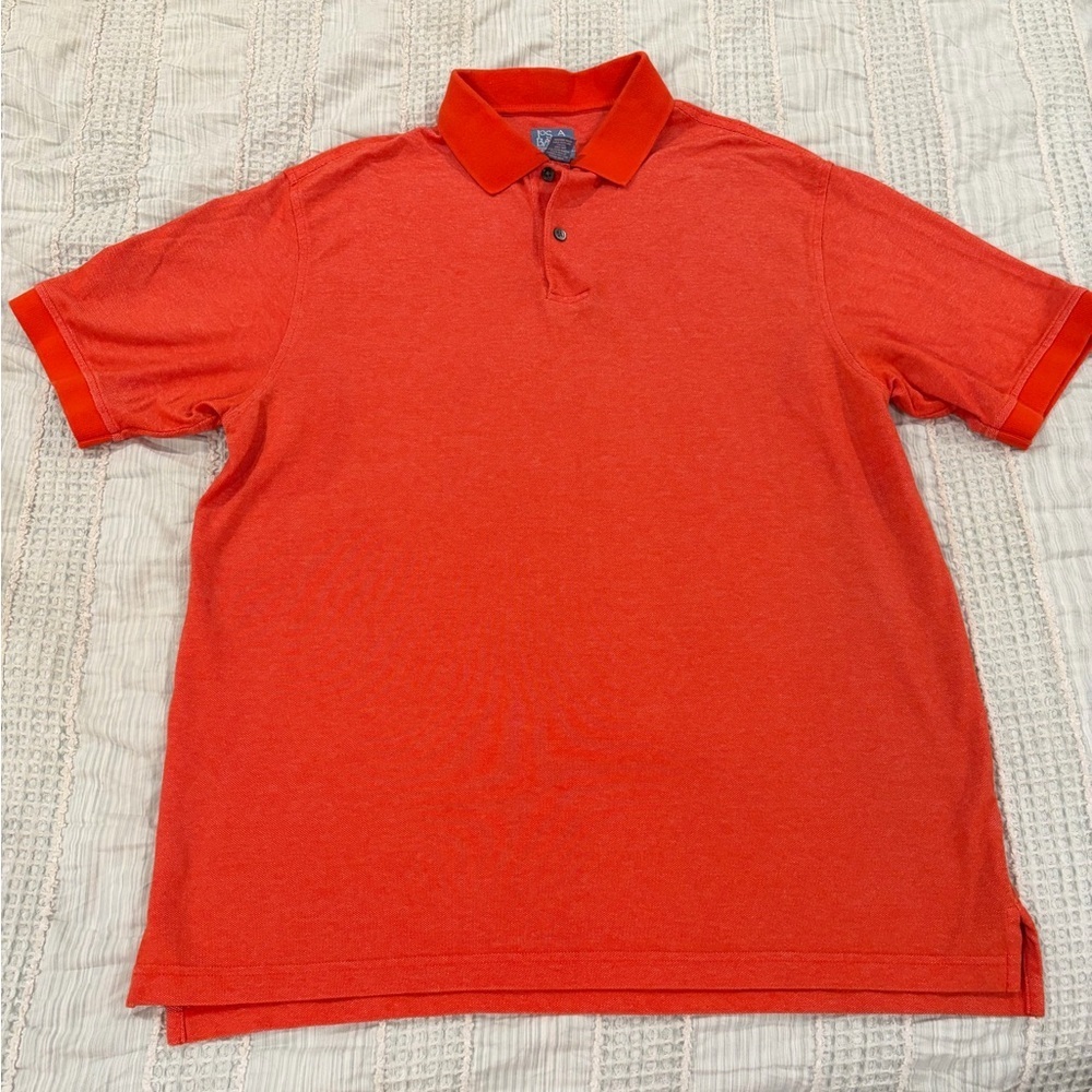 Joseph‎ A. Bank Stays Cool Polo Shirt Men’s Large Orange Cotton Blend EUC
